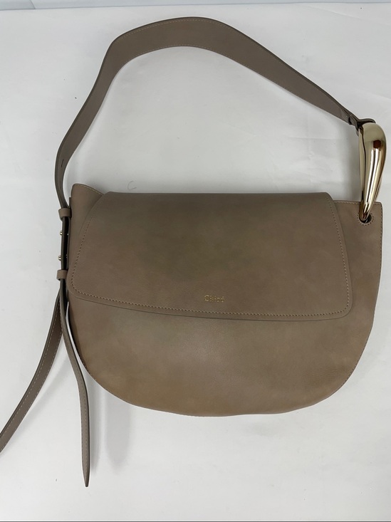 Chloe Handbags - Chloé Taupe Leather Shoulder Bag with Gold Hardware, Italy